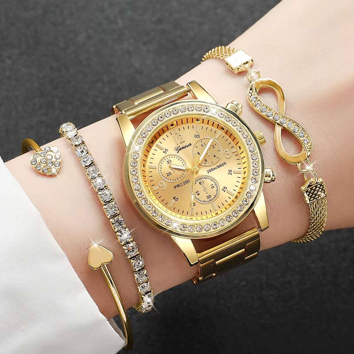 Luxury Watch Kit - 4 Buah/Set Jam Tangan Wanita Berlian