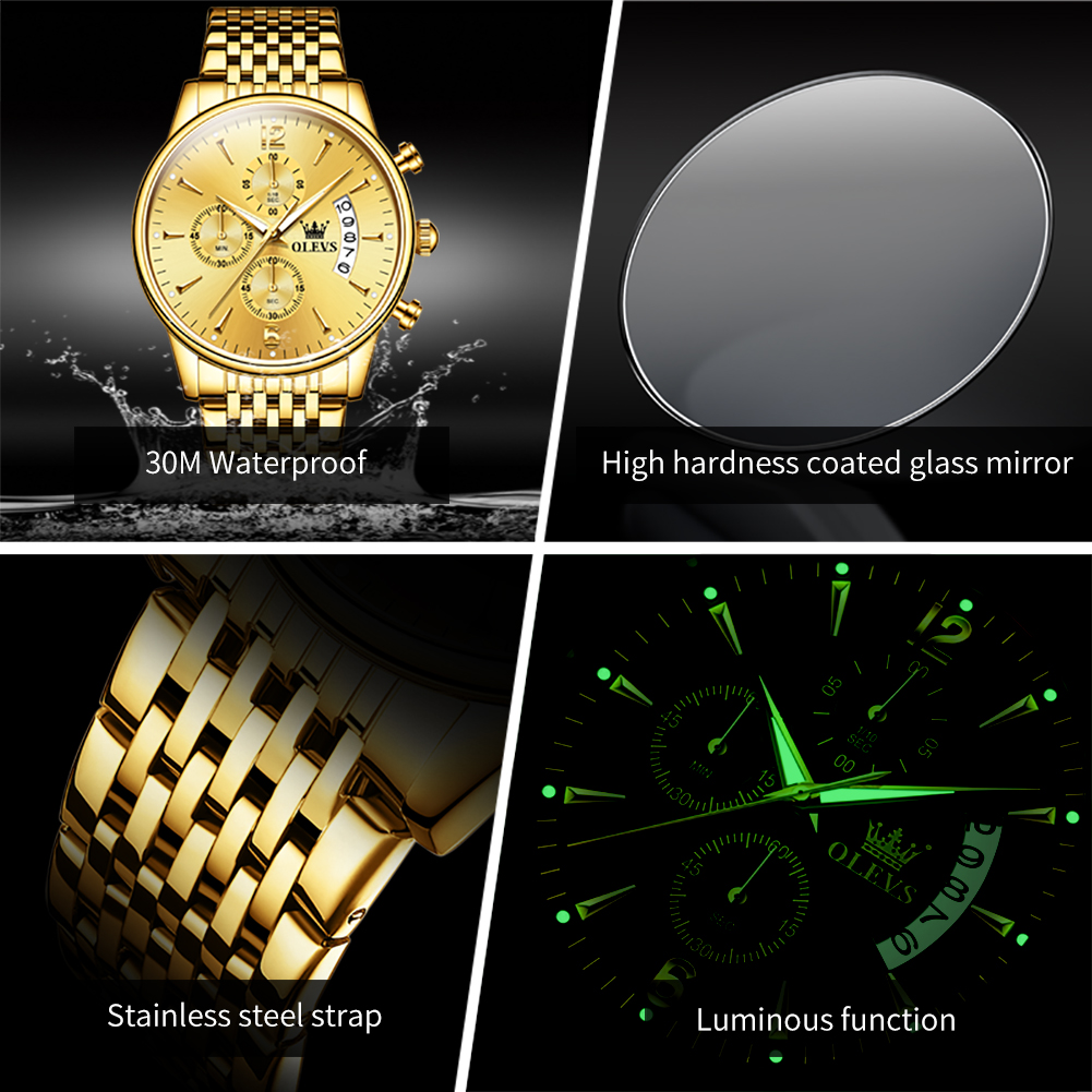 OLEVS Jam Tangan Kuarsa Emas B - Luxury Watch Maker ulasan dan harga