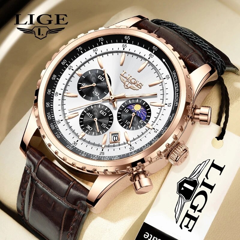 LIGE jam tangan kulit pria, ar - Luxury Watch Holder For Men ulasan dan harga