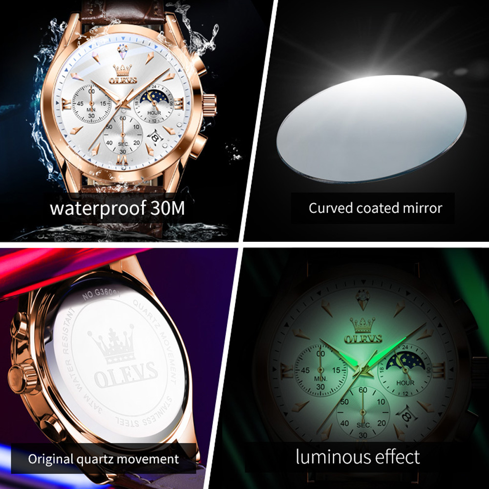 OLEVS jam tangan Quartz pria,  - Luxury Watch Holder For Men ulasan dan harga